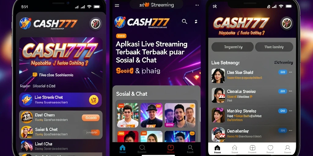 Antarmuka aplikasi CASH777 yang user-friendly dalam Live Streaming.
