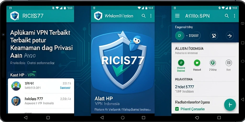 Tampilan antarmuka aplikasi RICIS77 dengan fitur VPN Indonesia.